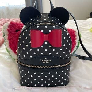 KATE SPADE Disney Black and White Minnie Mouse Backpack with Ears